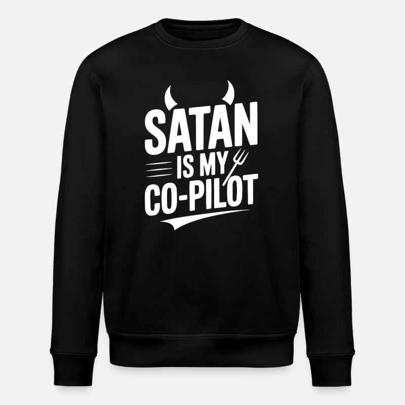 Satan ist mein Co-Pilot - Stanley/Stella Unisex Bio-Sweatshirt ROLLER - Schwarz