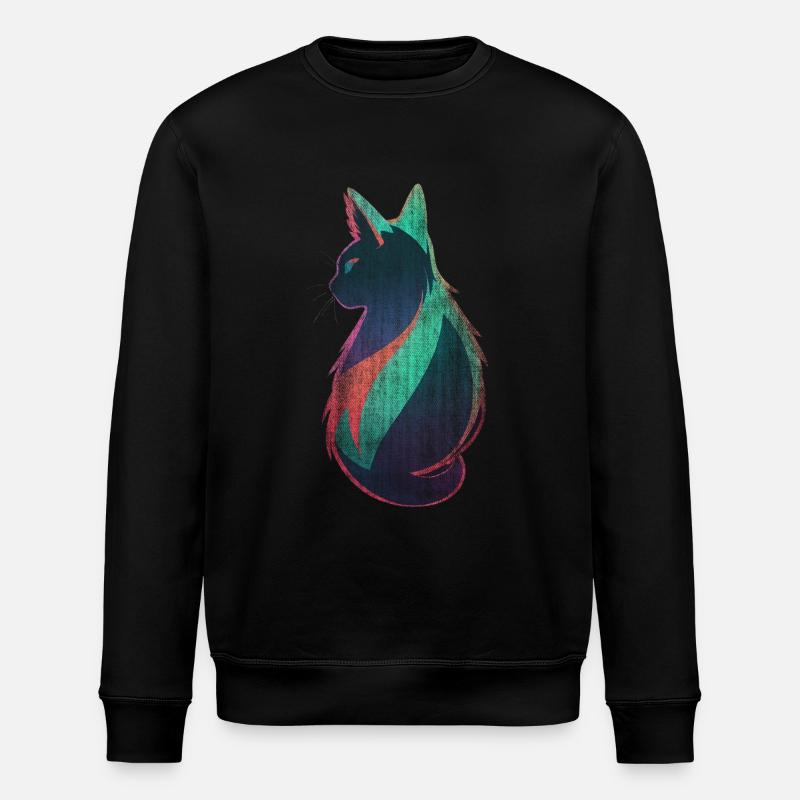 Neon Cat Art - Stanley/Stella ROLLER Unisex Organic Sweatshirt - black