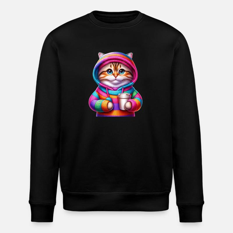 Bunte Katze - Stanley/Stella Unisex Bio-Sweatshirt ROLLER - Schwarz