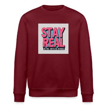 Stay Real - Stanley/Stella Unisex Bio-Sweatshirt ROLLER - Burgunderrot - Vorne - Nik (191cm)