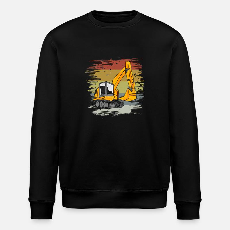 Excavator Construction Site Retro - Stanley/Stella ROLLER Unisex Organic Sweatshirt - black