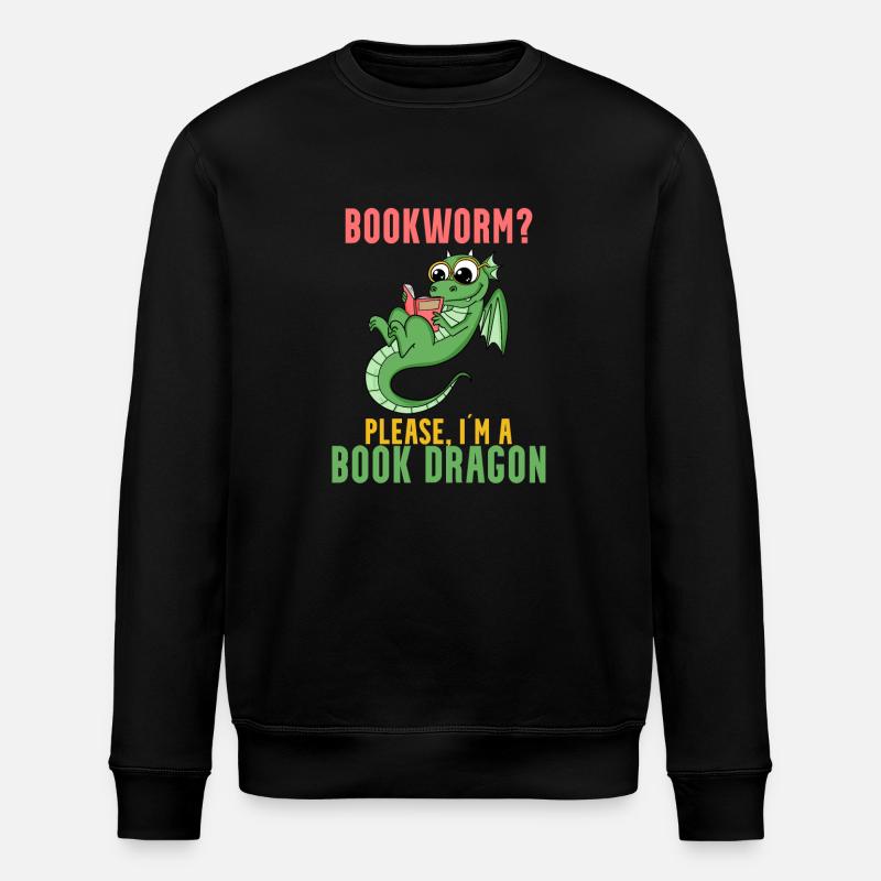 Bücher Drache Geschenk - Stanley/Stella Unisex Bio-Sweatshirt ROLLER - Schwarz