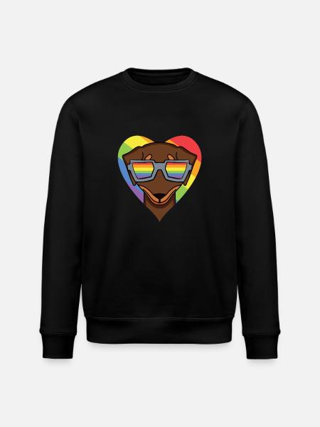 LGBT Dog Dachshund Rainbow - Stanley/Stella ROLLER Unisex Organic Sweatshirt - black