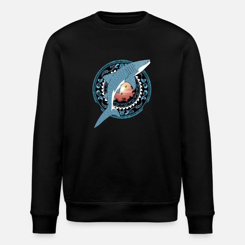 Whale Shark Hawaiian - Stanley/Stella ROLLER Unisex Organic Sweatshirt - black