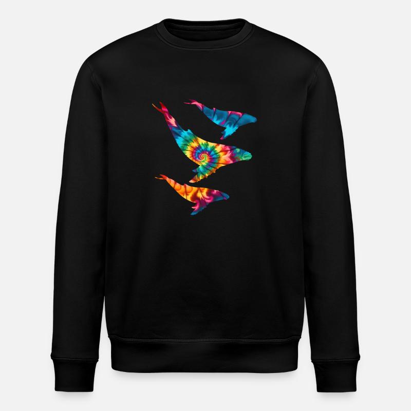 Humpback Whales Tie Dye - Stanley/Stella ROLLER Unisex Organic Sweatshirt - black