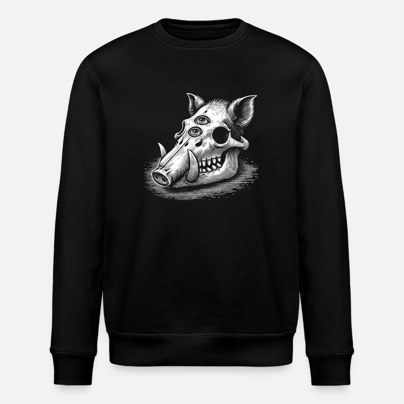 Skull Four-Eyed Boar - Stanley/Stella ROLLER Unisex Organic Sweatshirt - black
