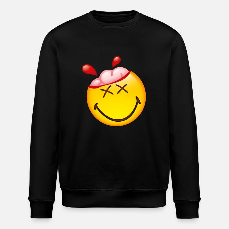 Smiley Glossy Happy Brain - Stanley/Stella ROLLER Unisex Organic Sweatshirt - black