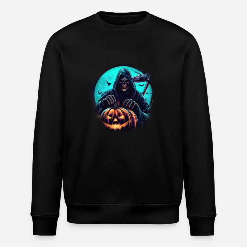 Der Kürbis-Sensenmann - Stanley/Stella Unisex Bio-Sweatshirt ROLLER - Schwarz