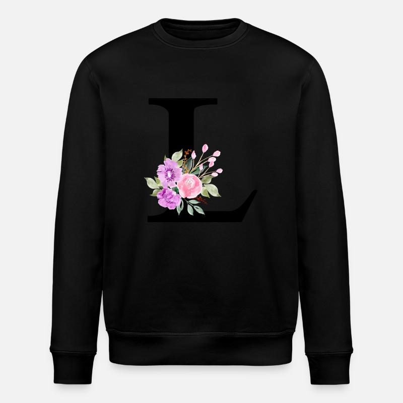 Lila Blumenbuchstabe L - Stanley/Stella Unisex Bio-Sweatshirt ROLLER - Schwarz