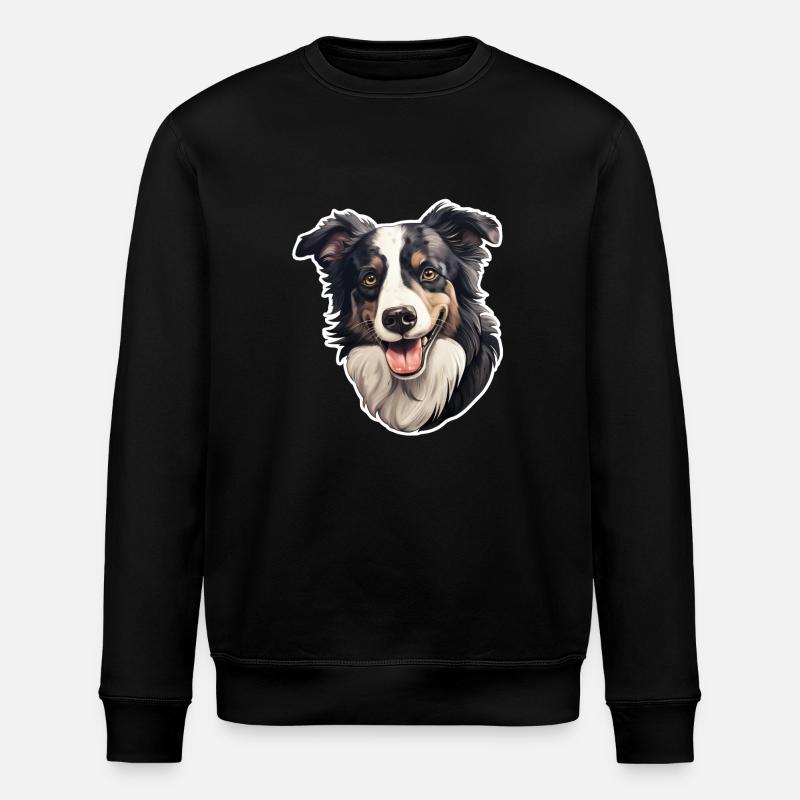 Border Collie Head - Stanley/Stella ROLLER Unisex Organic Sweatshirt - black