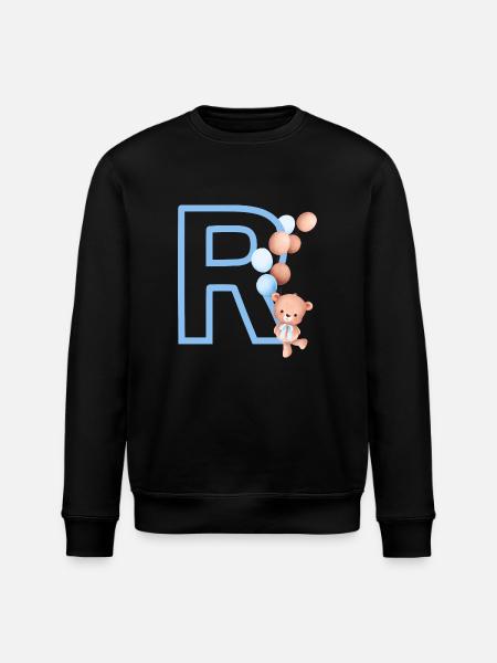 Blue letter r bear - Stanley/Stella ROLLER Unisex Organic Sweatshirt - black