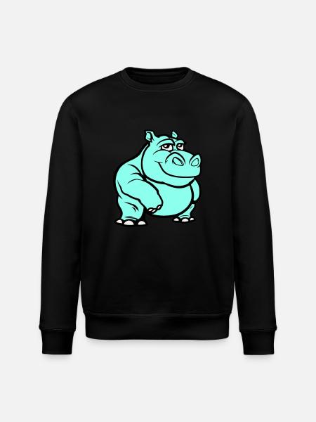 Nilpferd Comic - Stanley/Stella Unisex Bio-Sweatshirt ROLLER - Schwarz