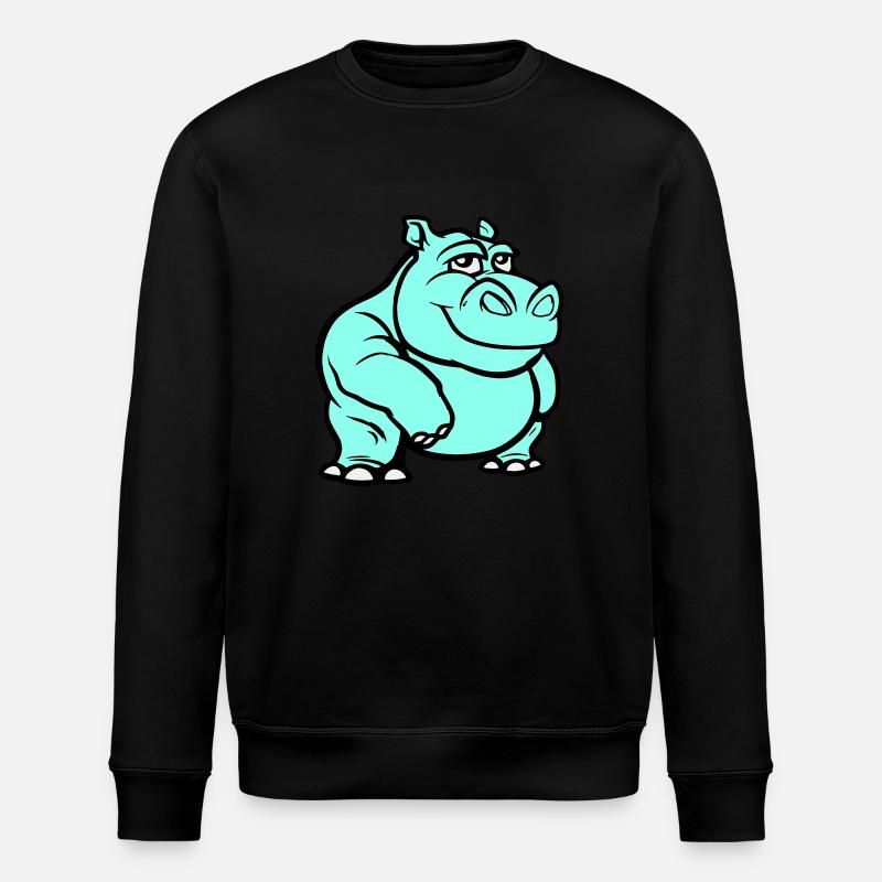 Nilpferd Comic - Stanley/Stella Unisex Bio-Sweatshirt ROLLER - Schwarz