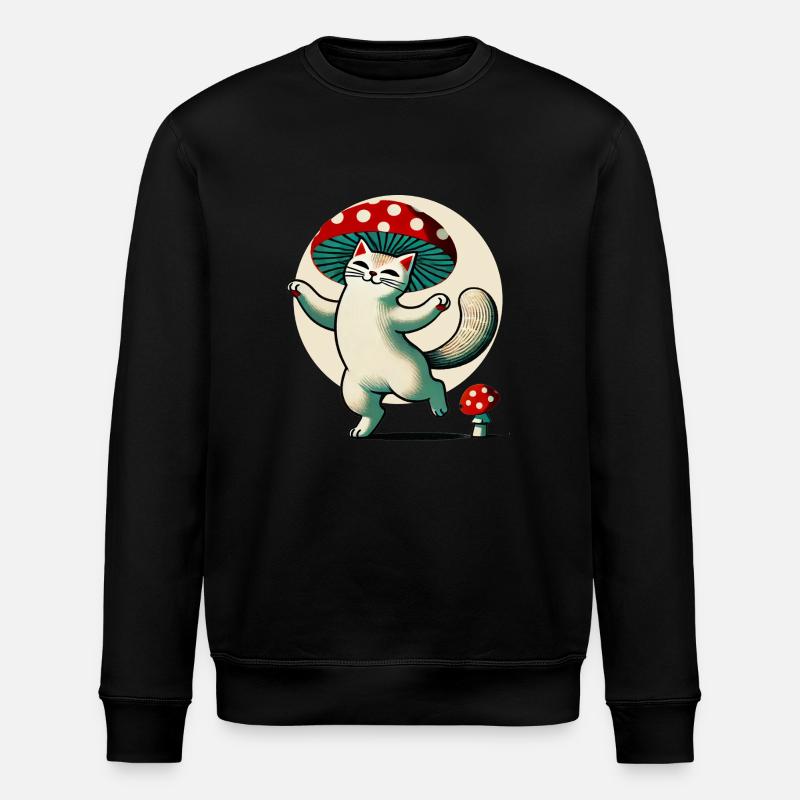Pilz Kätzchen Katze - Stanley/Stella Unisex Bio-Sweatshirt ROLLER - Schwarz