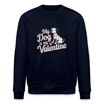 My Dog Is My Valentine | Dalmatian Valentine's Day - Stanley/Stella ROLLER Unisex Organic Sweatshirt - navy - Front - Nik (191cm)