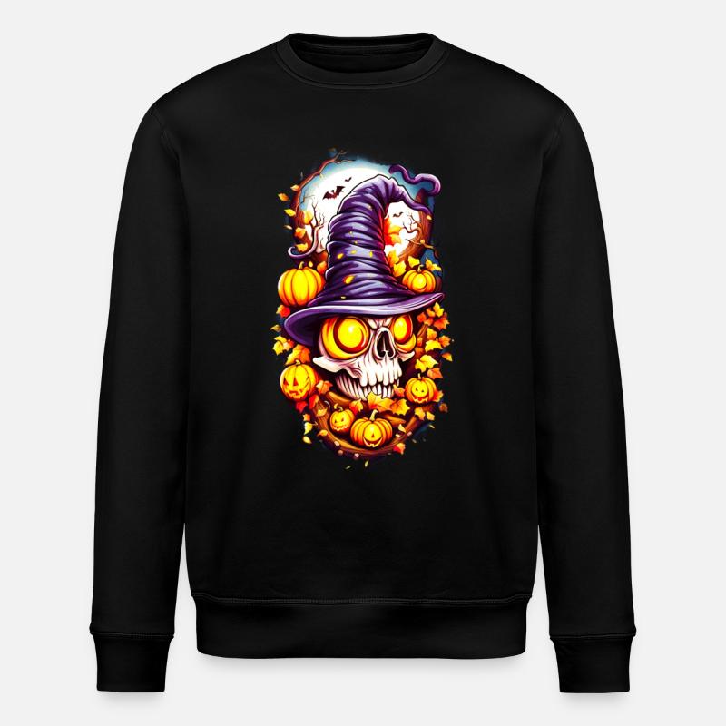 Halloween Totenkopf Schädel - Stanley/Stella Unisex Bio-Sweatshirt ROLLER - Schwarz