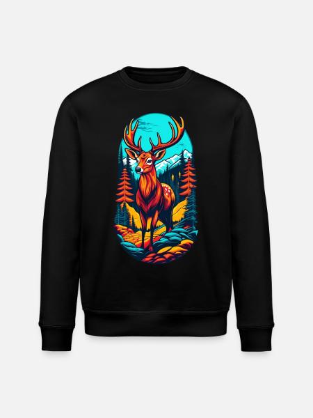Hirsch im Wald- Waidmannsheil - Stanley/Stella Unisex Bio-Sweatshirt ROLLER - Schwarz