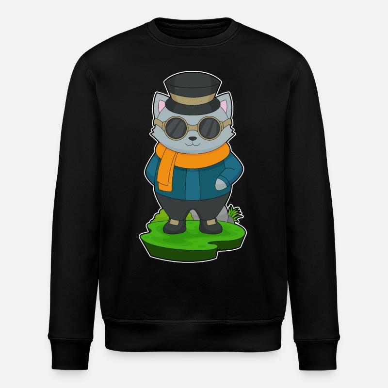 Cat Sunglasses - Stanley/Stella ROLLER Unisex Organic Sweatshirt - black