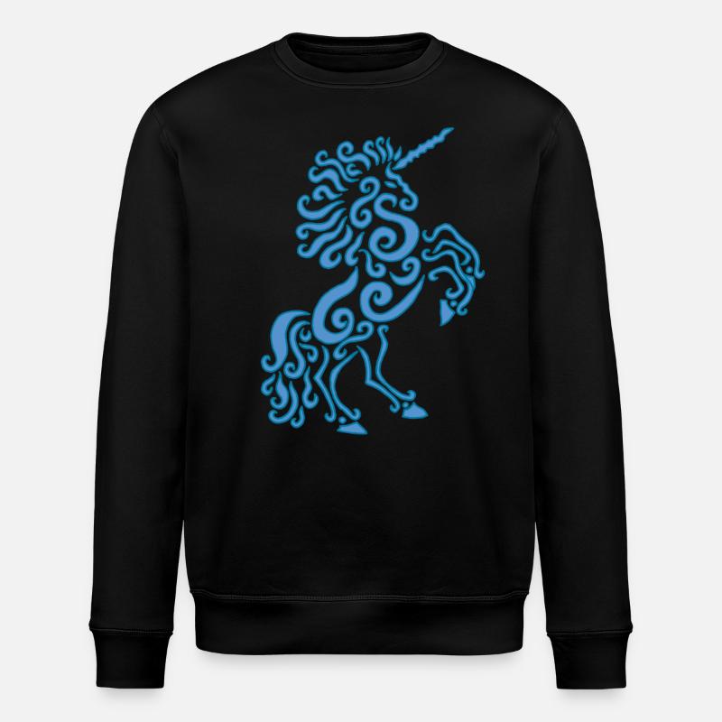 Blaues Einhorn Pferd - Stanley/Stella Unisex Bio-Sweatshirt ROLLER - Schwarz