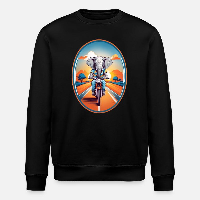 Elefant auf Motorrad - Stanley/Stella Unisex Bio-Sweatshirt ROLLER - Schwarz