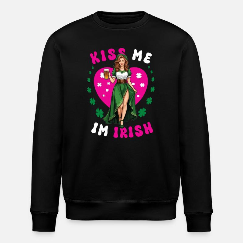 Küss mich, ich bin Irin - Stanley/Stella Unisex Bio-Sweatshirt ROLLER - Schwarz