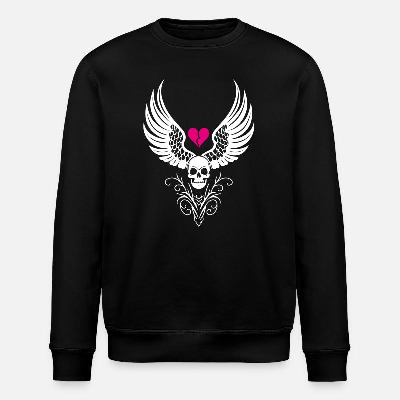 Skull Broken Heart Anti Valentine's Day - Stanley/Stella ROLLER Unisex Organic Sweatshirt - black