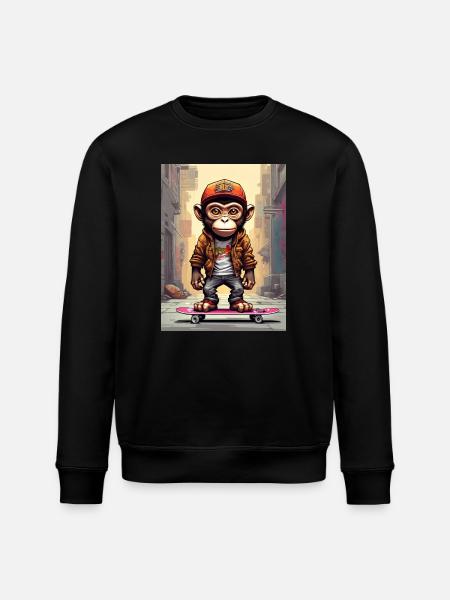 Skate-Monkey im Großstadt-Style - Stanley/Stella Unisex Bio-Sweatshirt ROLLER - Schwarz