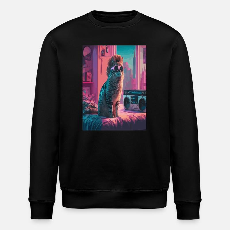 Urban Cat in Retro Vibe - Stanley/Stella Unisex Bio-Sweatshirt ROLLER - Schwarz
