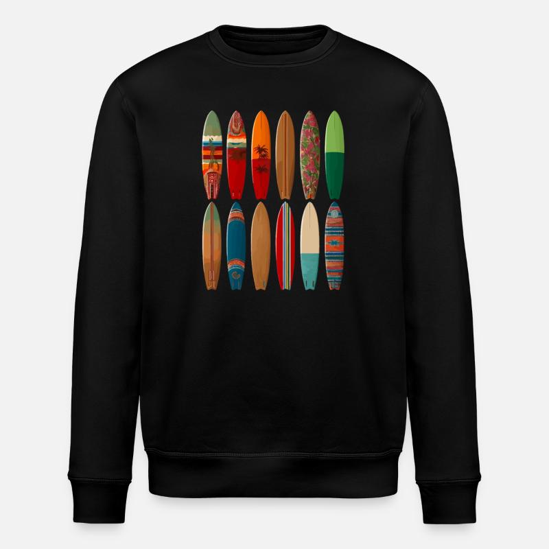 Bunter Surfer-Design für Strandmode - Stanley/Stella Unisex Bio-Sweatshirt ROLLER - Schwarz