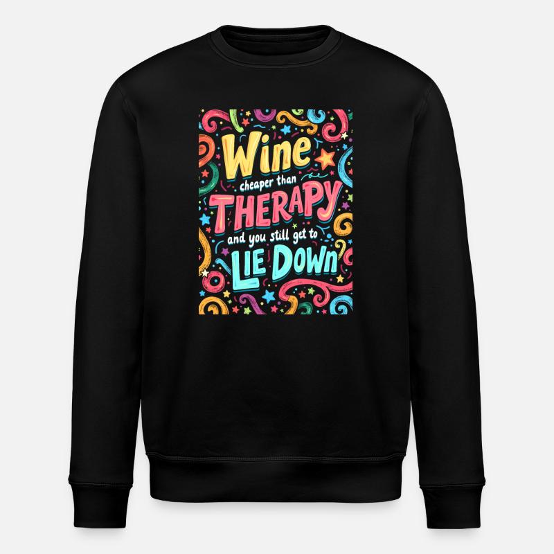 WEIN: BILLIGER ALS THERAPIE - Stanley/Stella Unisex Bio-Sweatshirt ROLLER - Schwarz