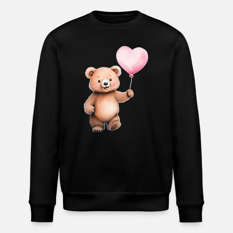 Herzballon Teddy - Stanley/Stella Unisex Bio-Sweatshirt ROLLER - Schwarz