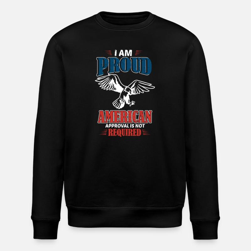 Proud American design with eagle - Stanley/Stella ROLLER Unisex Organic Sweatshirt - black