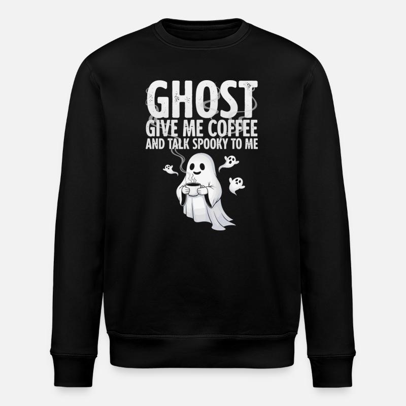 Gruselige Kaffeegeist-Illustration - Stanley/Stella Unisex Bio-Sweatshirt ROLLER - Schwarz