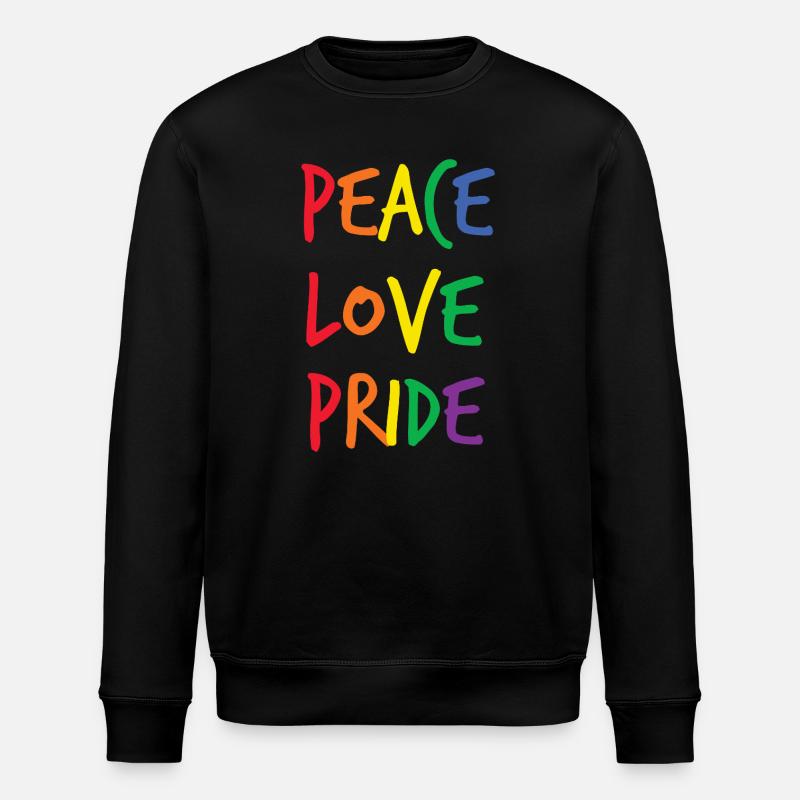 Rainbow Peace Love Pride - Stanley/Stella ROLLER Unisex Organic Sweatshirt - black