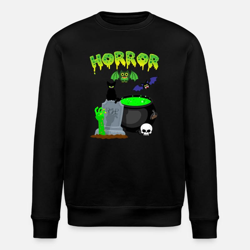 Green Witch's Cauldron Spooky Night - Stanley/Stella ROLLER Unisex Organic Sweatshirt - black