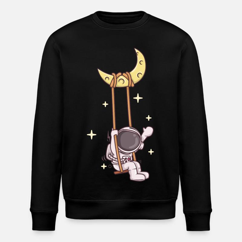 Astronaut Swing on Crescent Moon - Stanley/Stella ROLLER Unisex Organic Sweatshirt - black