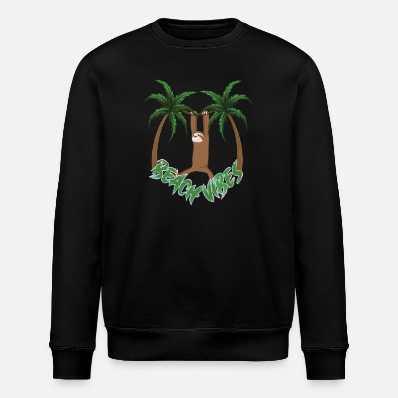 Beach Vibes Sloth - Stanley/Stella ROLLER Unisex Organic Sweatshirt - black