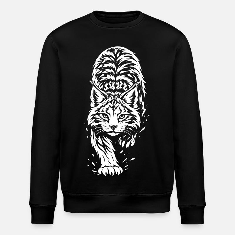 Tribal Luchs – Wildes Waldtier Motiv - Stanley/Stella Unisex Bio-Sweatshirt ROLLER - Schwarz