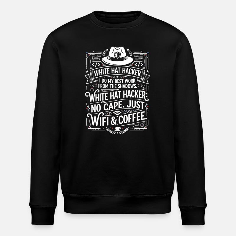 White Hat Hacker Wifi og Kaffe - Stanley/Stella økologisk unisex-sweatshirt ROLLER - sort