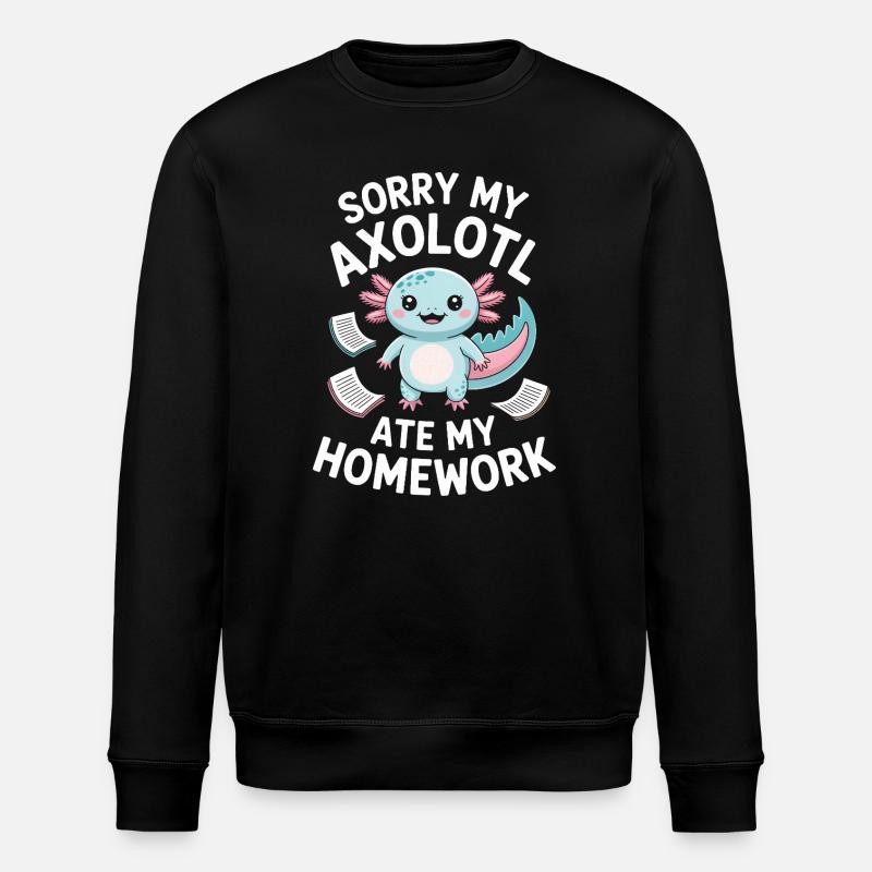 Axolotl Homework Heist - Stanley/Stella ROLLER Unisex Organic Sweatshirt - black