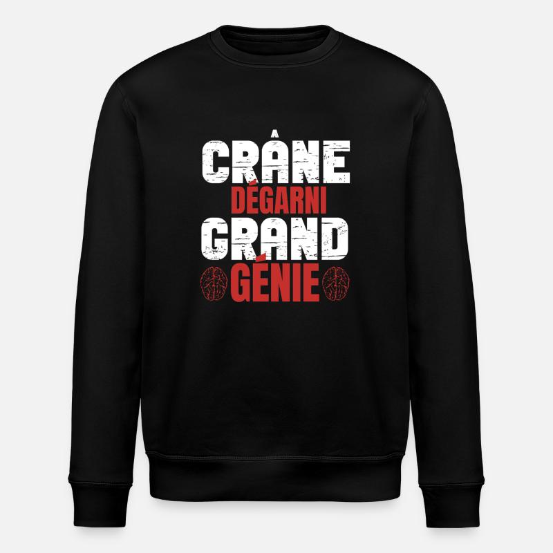 Crâne Dégarni, Grand Génie - Sweat bio ROLLER Stanley/Stella Unisexe - noir