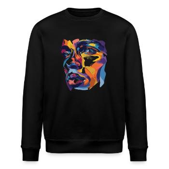 Artful Face Design - Modern Art - Stanley/Stella Unisex Bio-Sweatshirt ROLLER - Schwarz - Vorne - Nik (191cm)