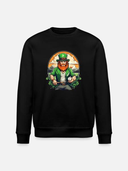 St. Patrick's Day Shamrock Baseball - Stanley/Stella ROLLER Unisex Organic Sweatshirt - black