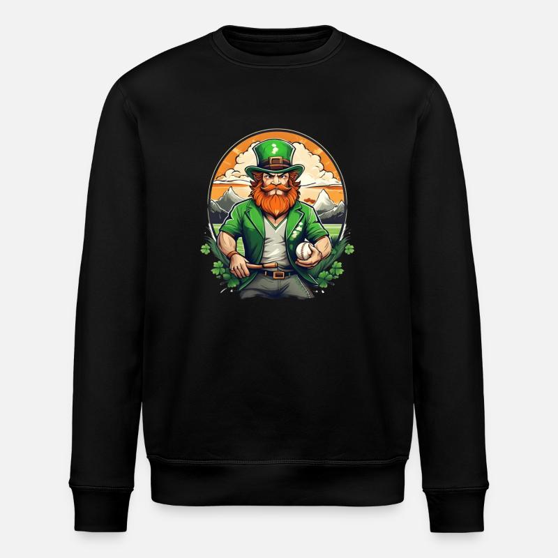 St. Patrick's Day Shamrock Baseball - Stanley/Stella ROLLER Unisex Organic Sweatshirt - black