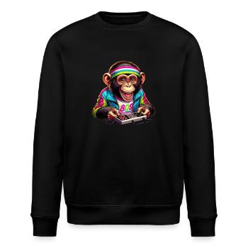 Illustration eines fröhlichen Affen im Retro-Stil der 80er Jahre - Stanley/Stella Unisex Bio-Sweatshirt ROLLER - Schwarz - Vorne - Nik (191cm)