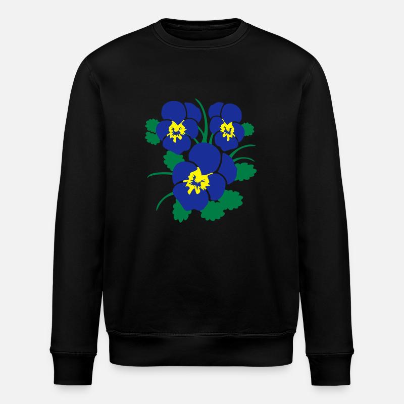 Stiefmütterchen Blüten 3 - Stanley/Stella Unisex Bio-Sweatshirt ROLLER - Schwarz