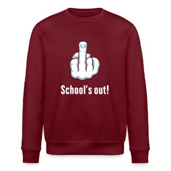 School’s Out! (Schulabschluss / Stinkefinger) - Stanley/Stella Unisex Bio-Sweatshirt ROLLER - Burgunderrot - Vorne - Nik (191cm)