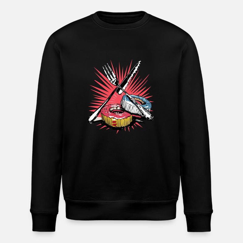 Gabel und Messer und Kuchen - Stanley/Stella Unisex Bio-Sweatshirt ROLLER - Schwarz