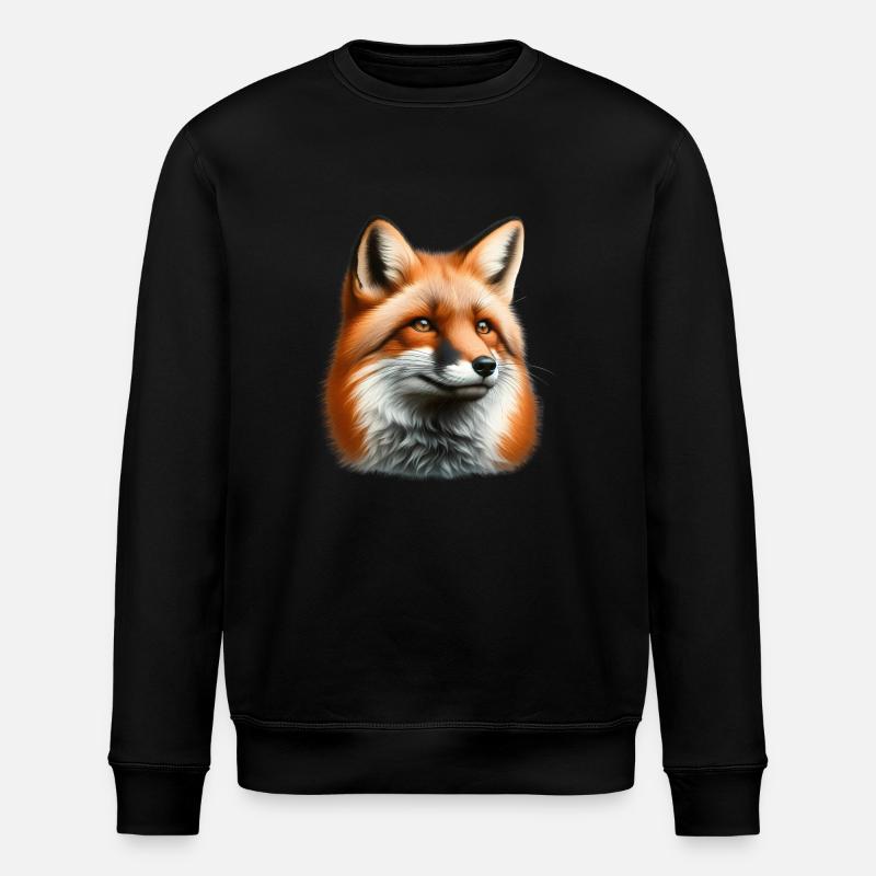 Trippy Polka Dot Fox - Stanley/Stella ROLLER Unisex Organic Sweatshirt - black