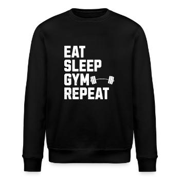 Eat Sleep Gym Repeat - Stanley/Stella ROLLER Unisex Organic Sweatshirt - black - Front - Nik (191cm)